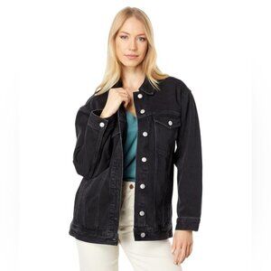 NWT $138 Madewell The Oversized Trucker Jean Jacket in Washed Black Sz S